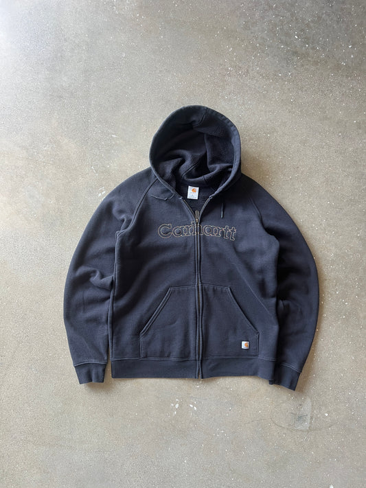 Vintage Black Carhartt Spellout Hoodie - L