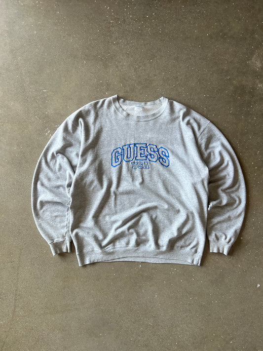 Vintage Grey Guess USA Spellout Crew - XL