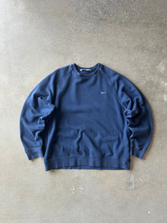 Vintage Navy Blue Nike Swoosh Crew - L