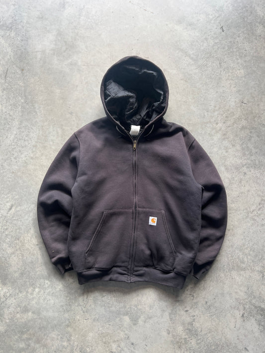 Vintage Faded Black Carhartt Hoodie - M