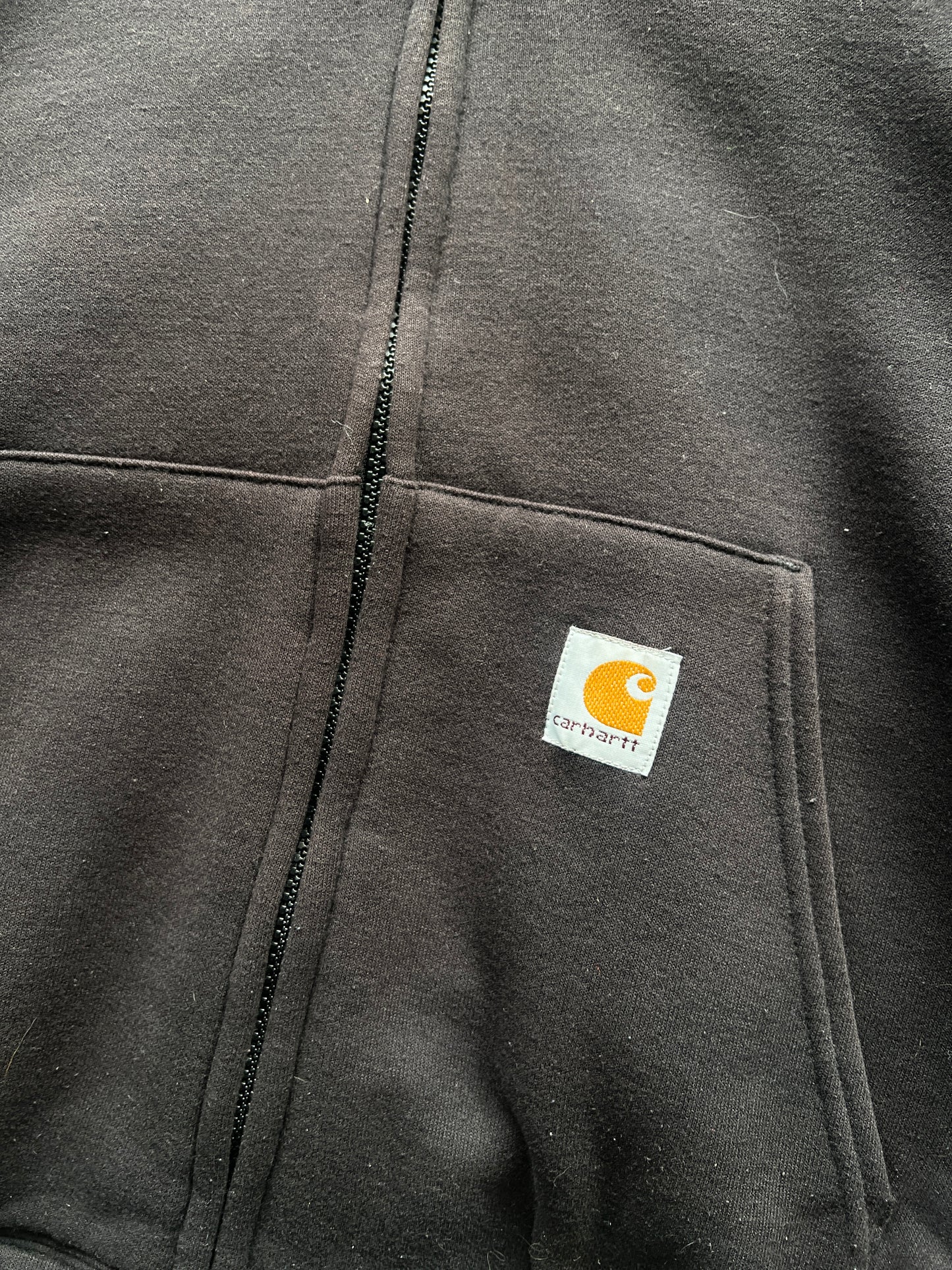 Vintage Faded Black Carhartt Hoodie - M