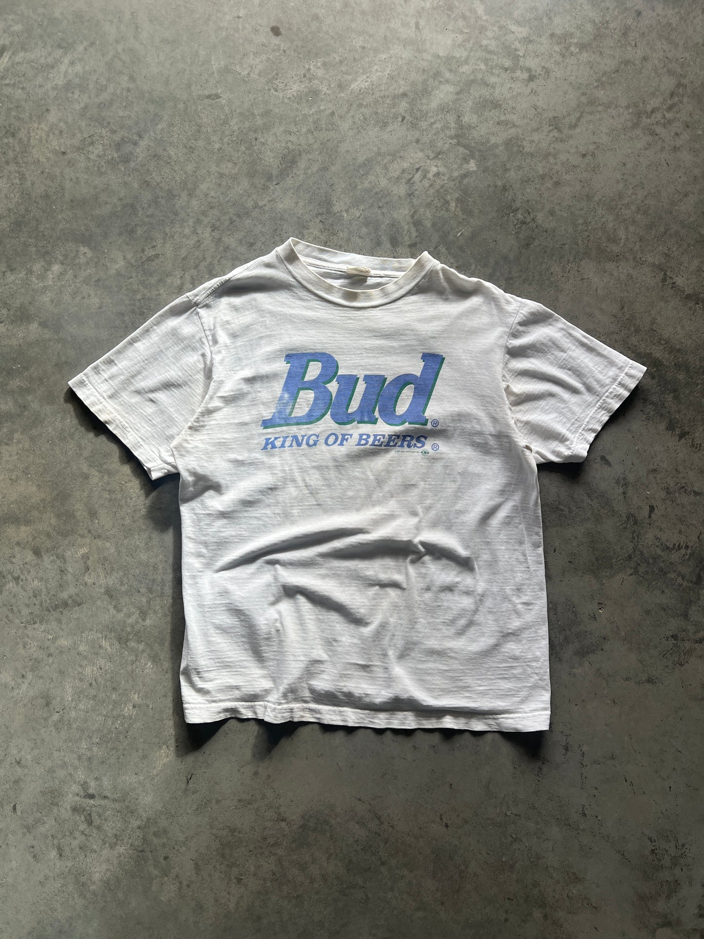 Vintage Pastel White Bud Spellout Shirt - M