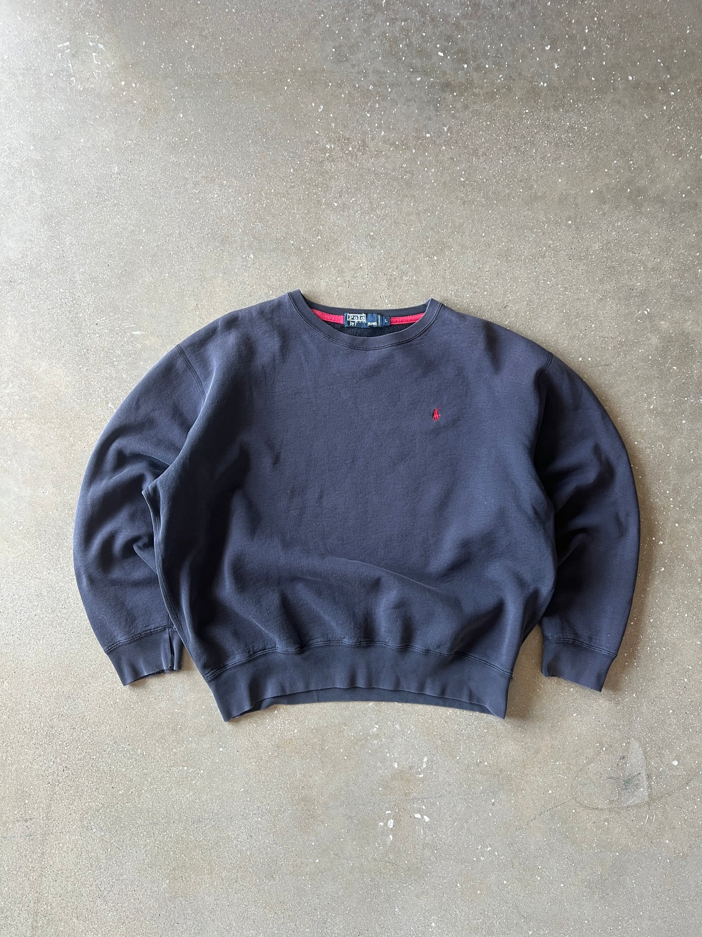 Vintage Dark Faded Blue Polo Crew - L