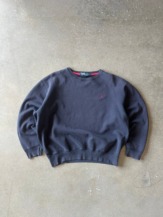 Vintage Dark Faded Blue Polo Crew - L