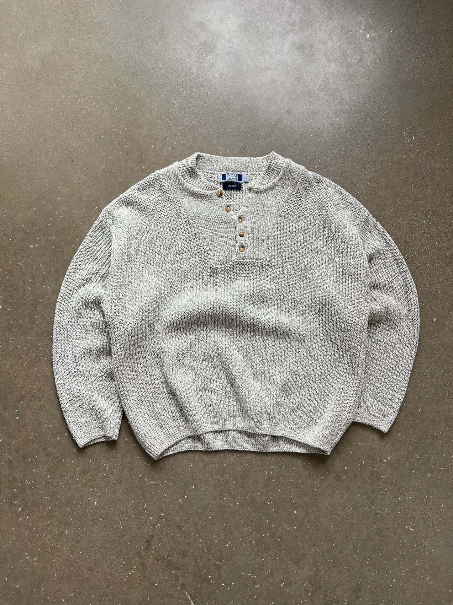 Vintage Cream White Knit Sweater - L