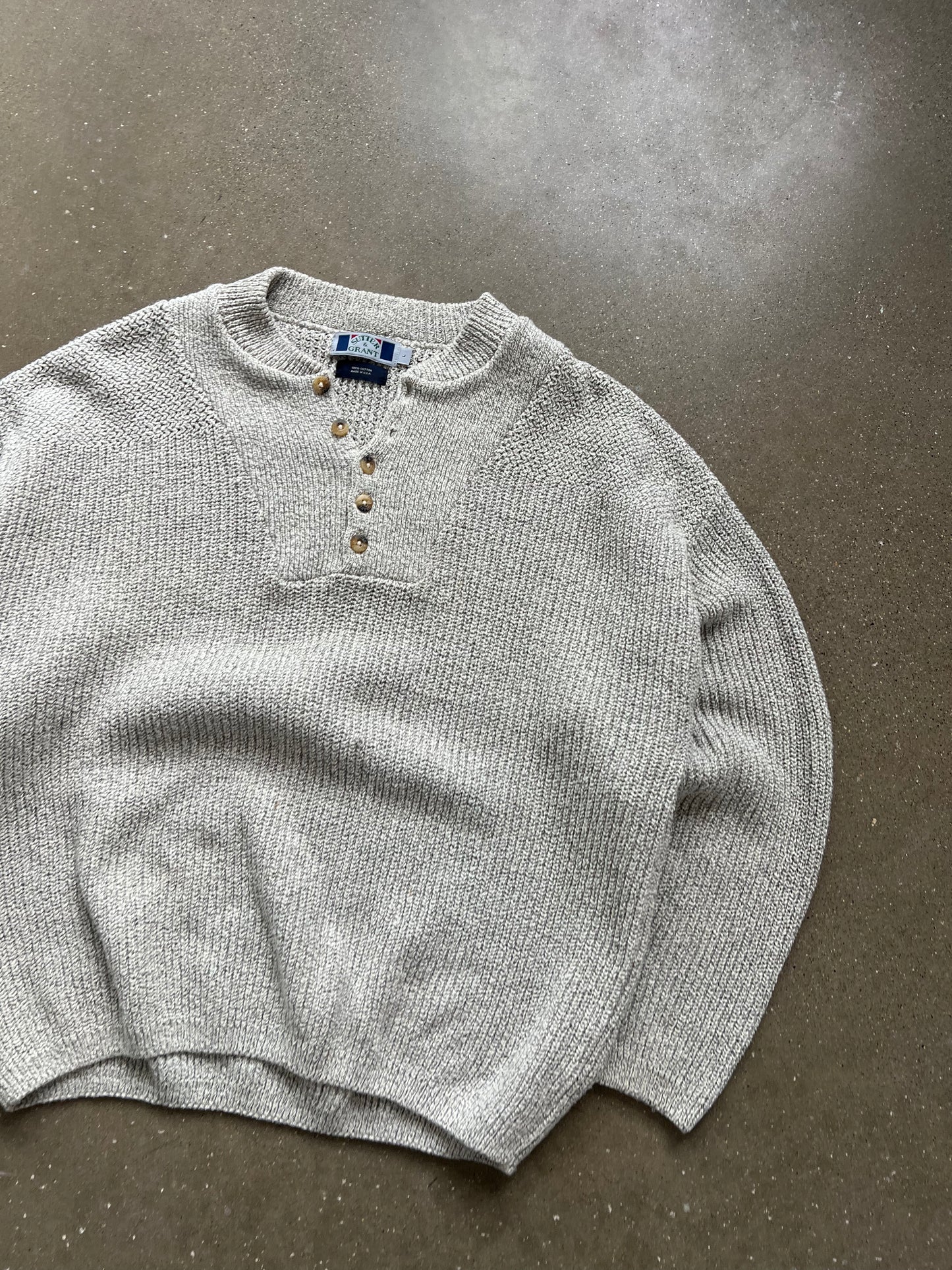 Vintage Cream White Knit Sweater - L