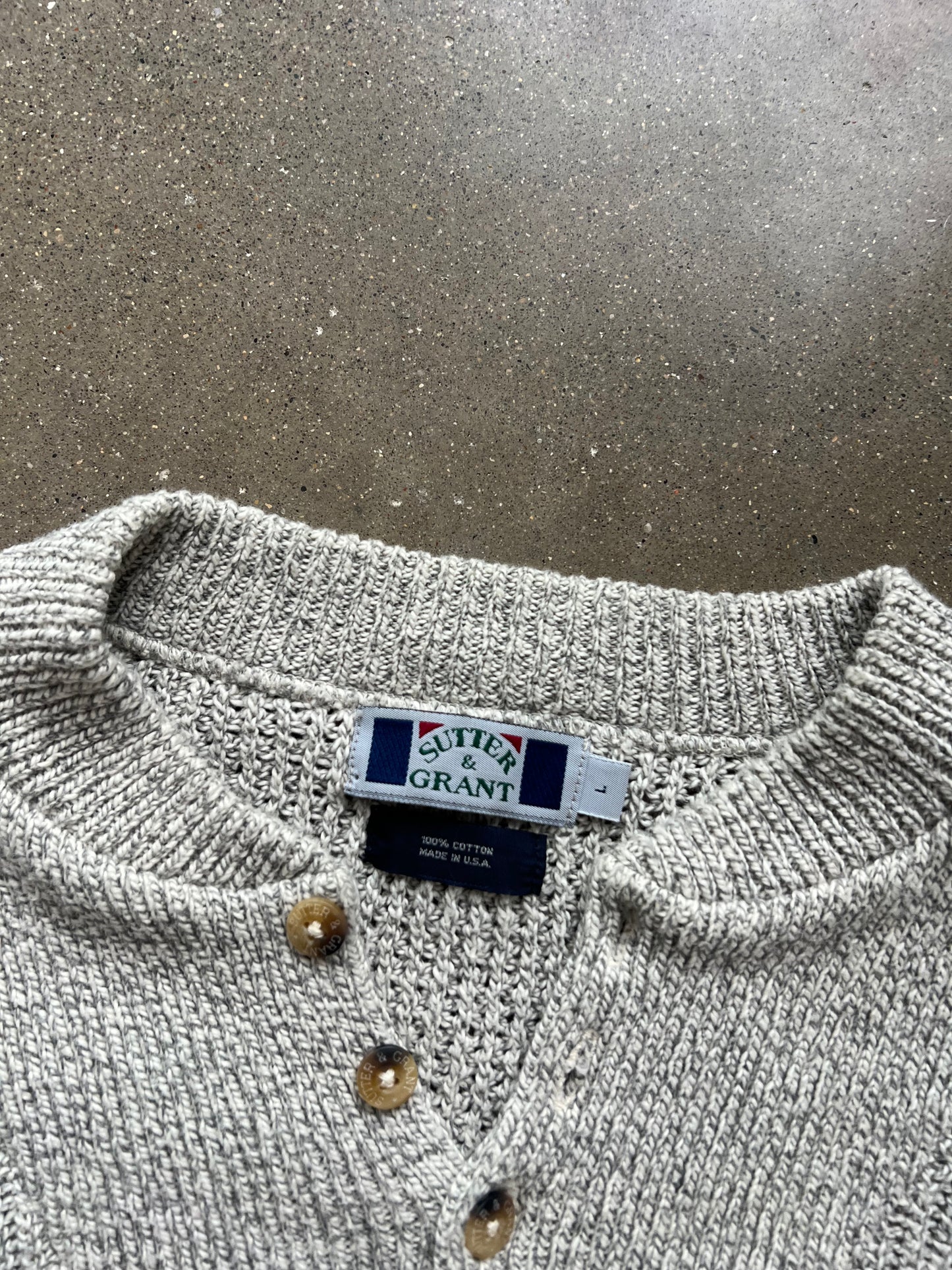 Vintage Cream White Knit Sweater - L