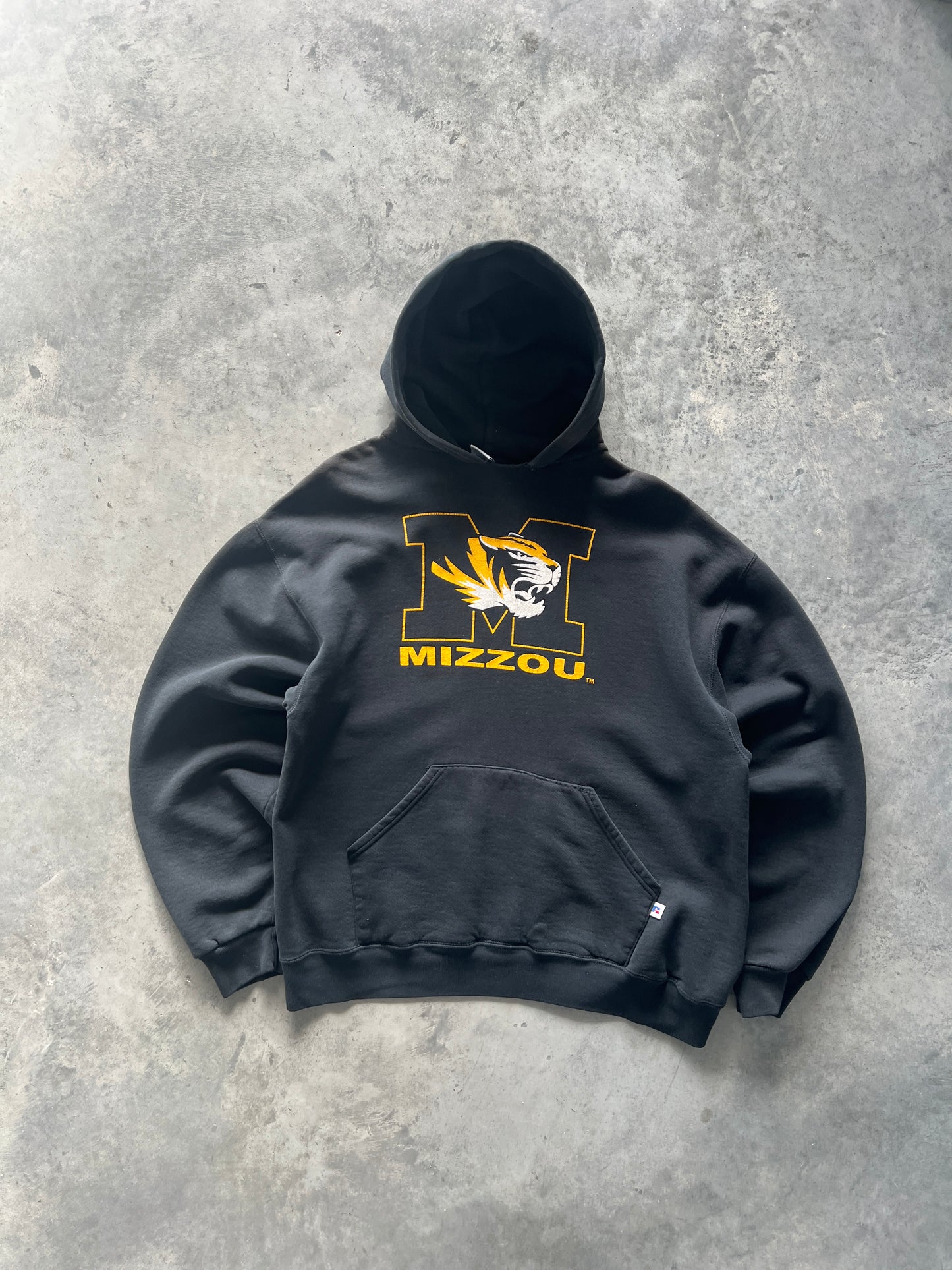 Vintage Black Mizzou Spellout Hoodie - M