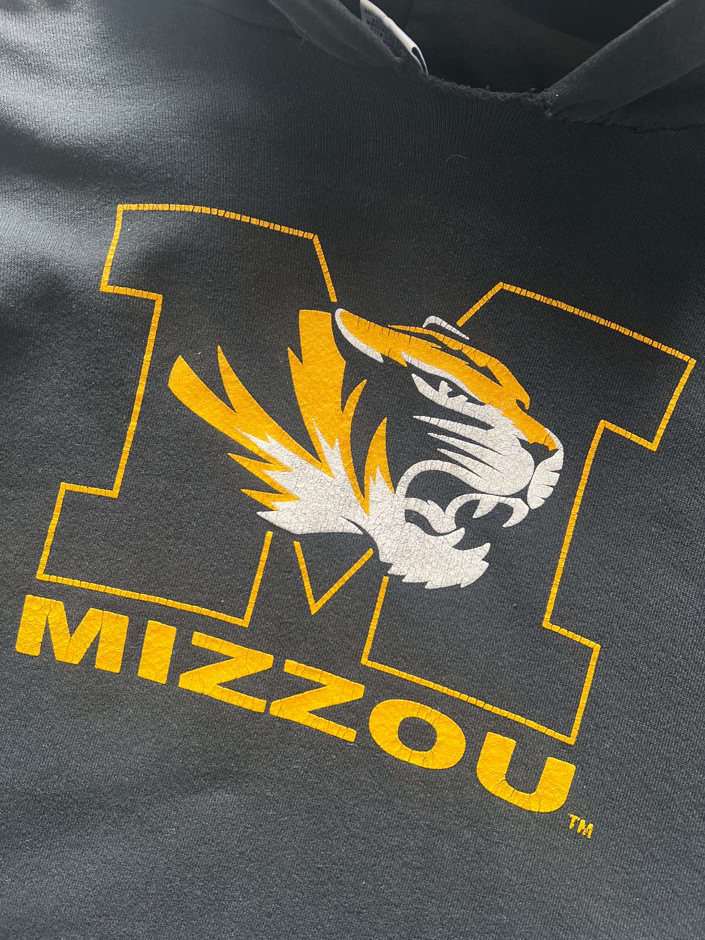 Vintage Black Mizzou Spellout Hoodie - M