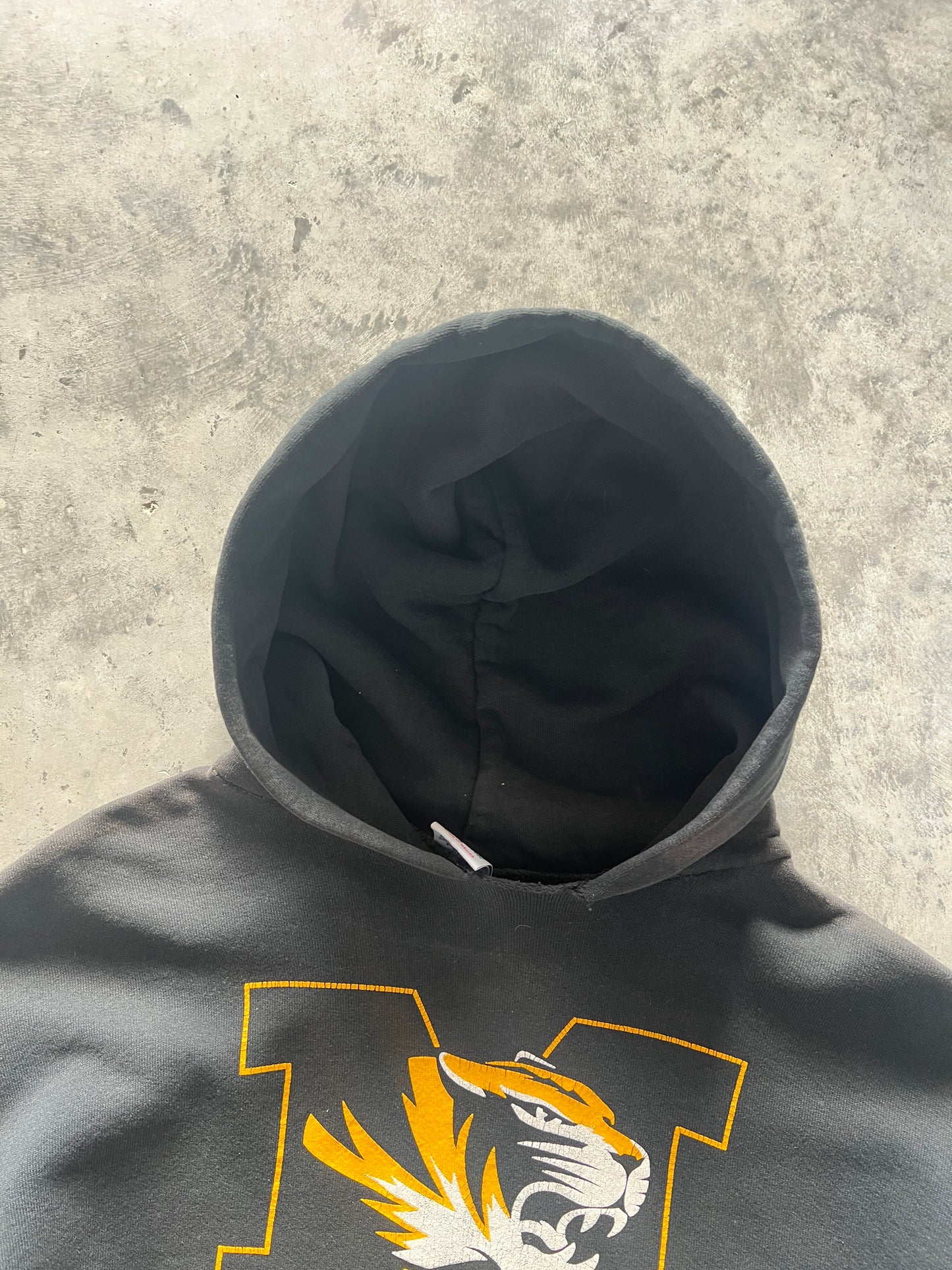 Vintage Black Mizzou Spellout Hoodie - M