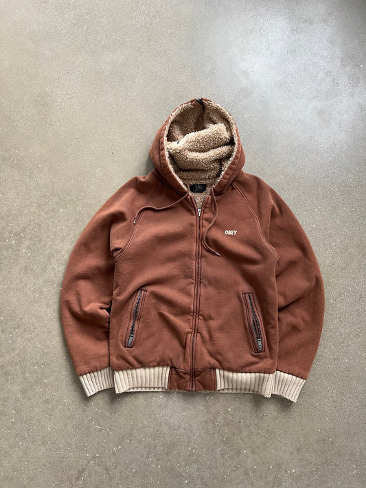 Vintage Orange Brown Obey Hoodie - L
