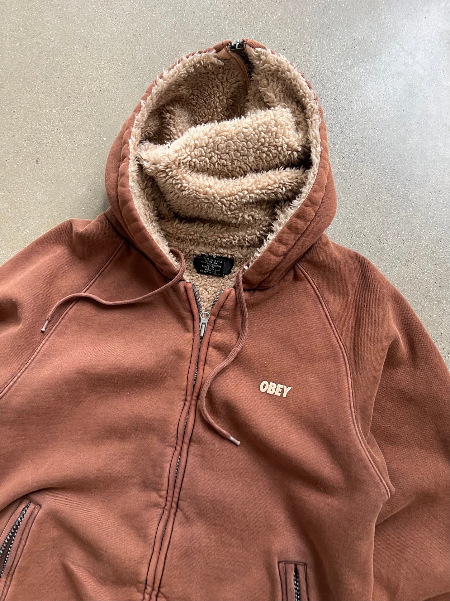 Vintage Orange Brown Obey Hoodie - L