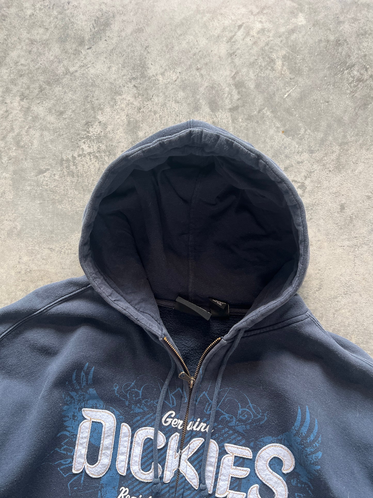 Vintage Cobalt Blue Dickies Spellout Hoodie - XL