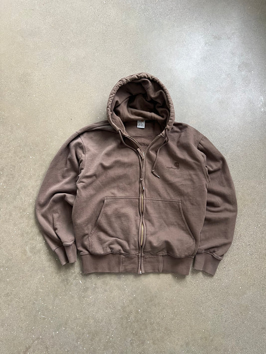 Vintage Brown Carhartt Zip Up Hoodie - M