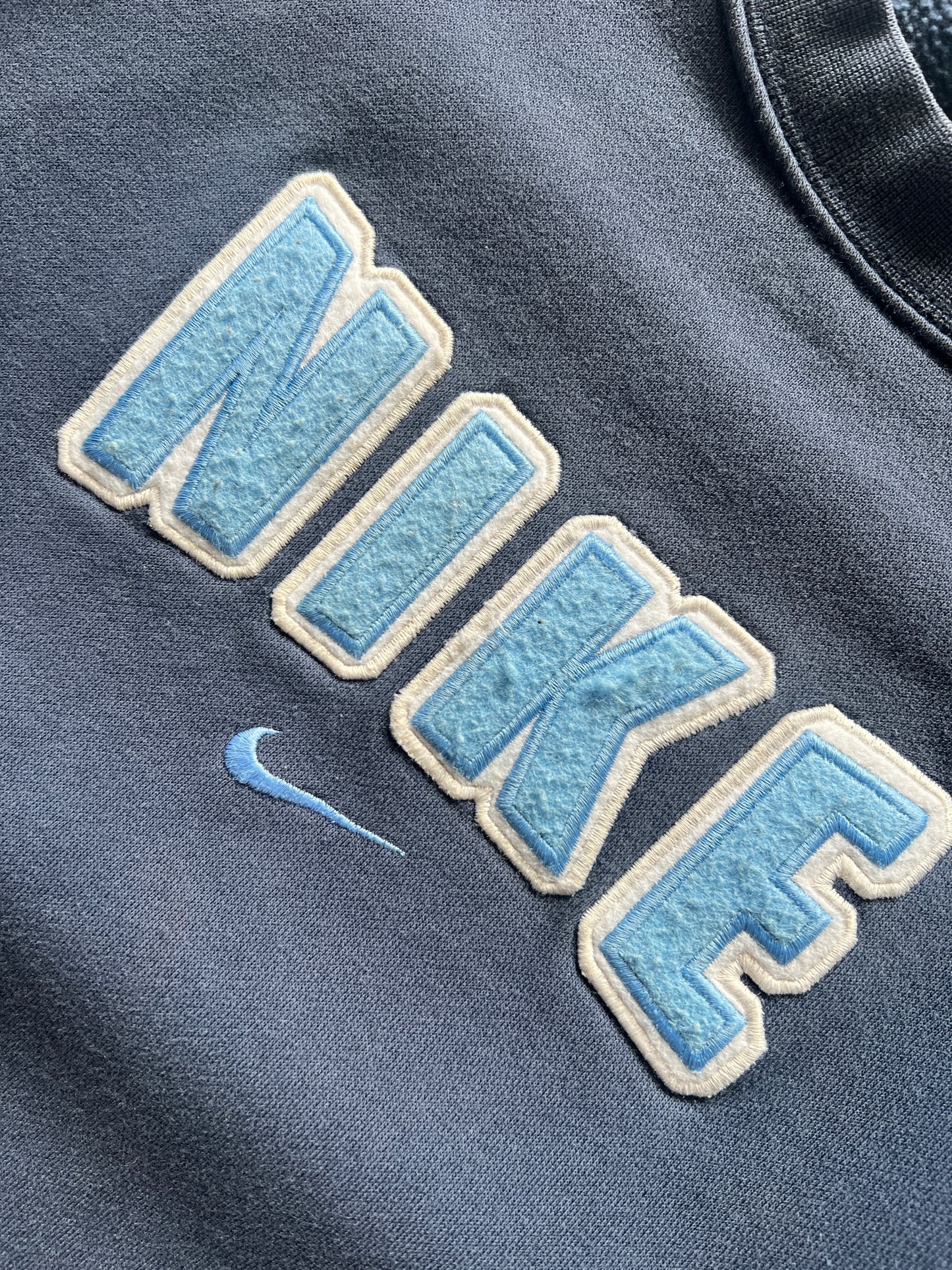 Vintage Baby Blue Nike Spellout Crew - M