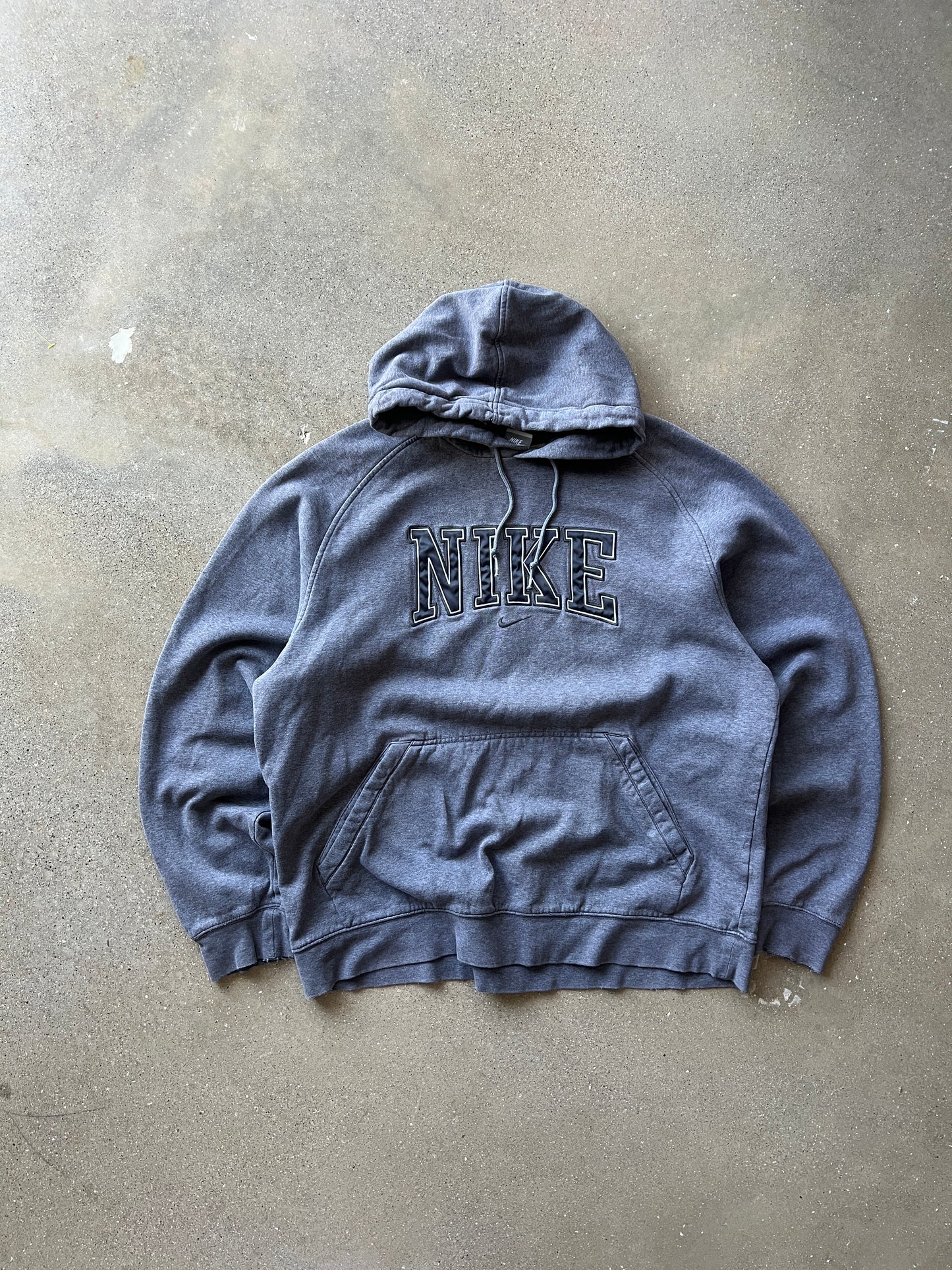 Vintage Heather Grey Nike Spellout Hoodie - XL