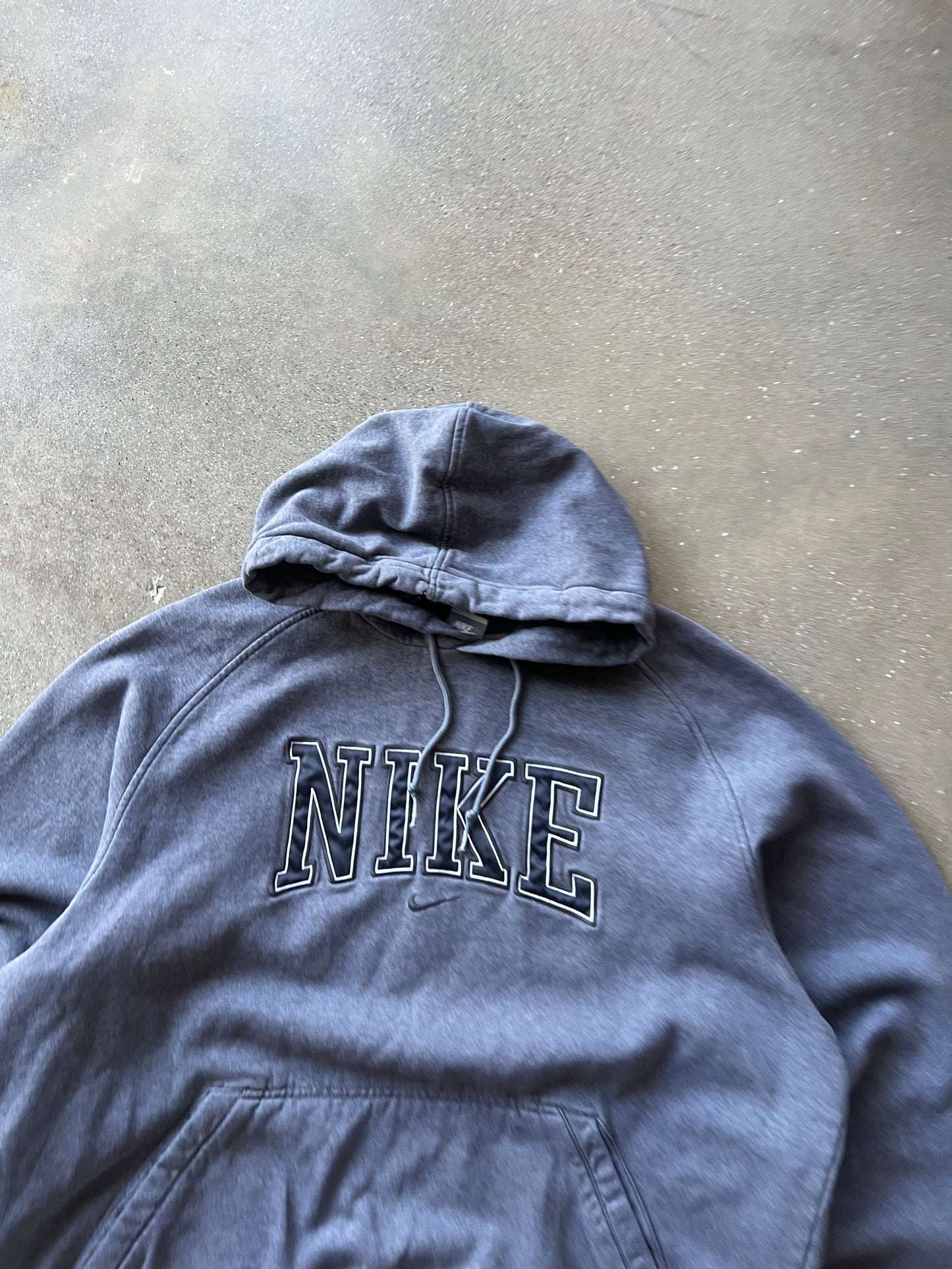 Vintage Heather Grey Nike Spellout Hoodie - XL