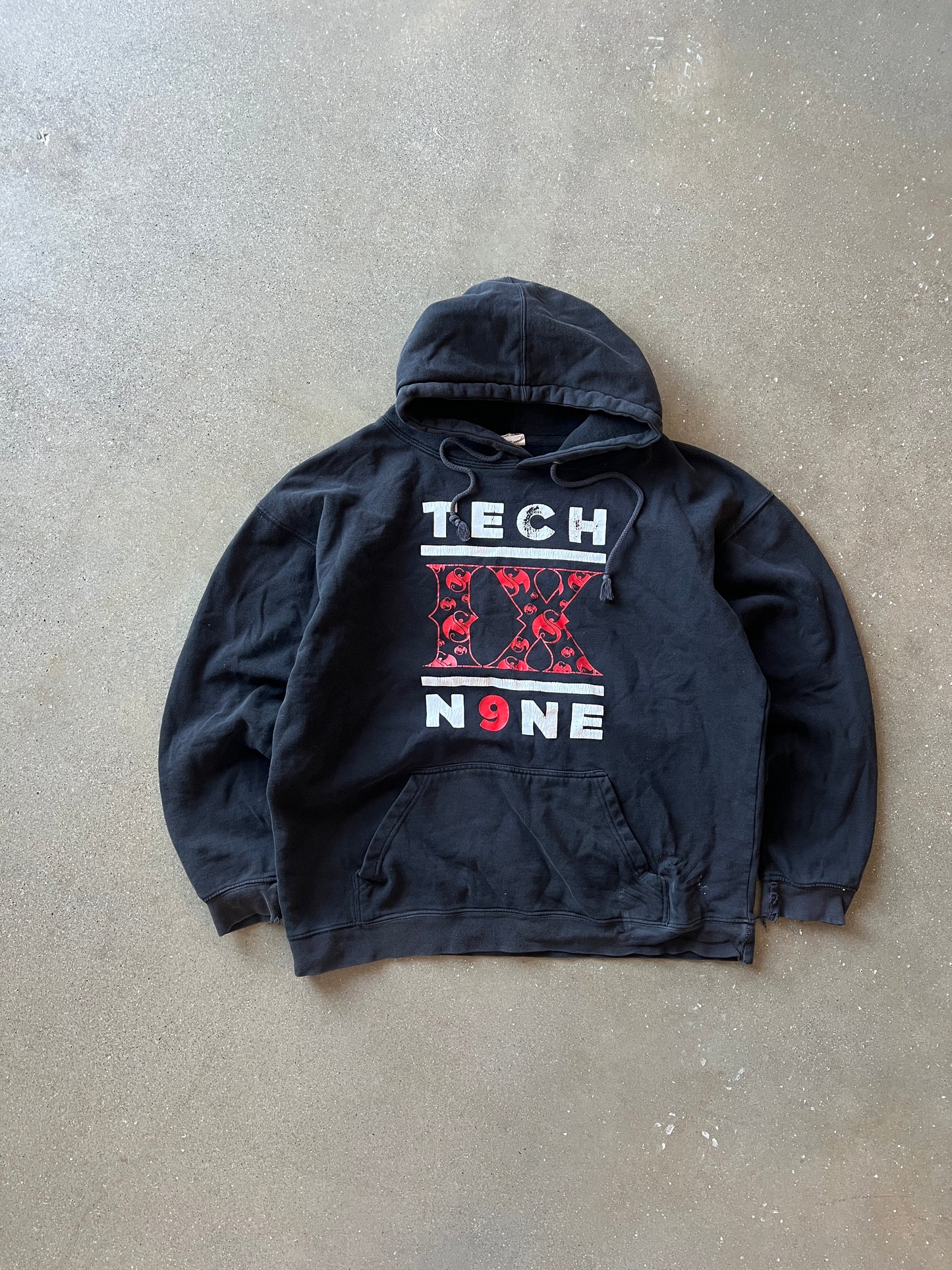 Vintage Black Tech Nine Rapper Hoodie - L