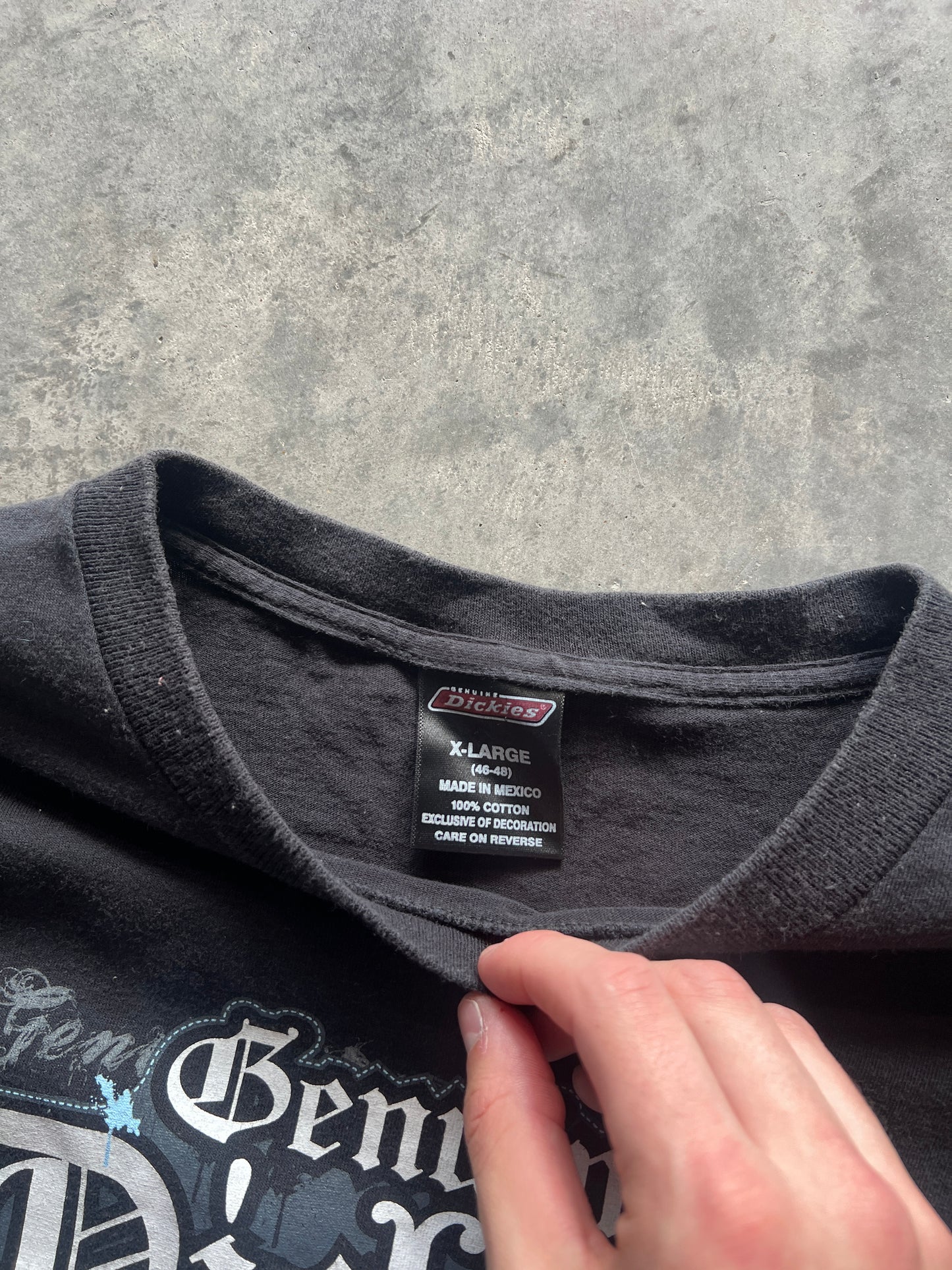 Vintage Black Dickies Spellout Shirt - L