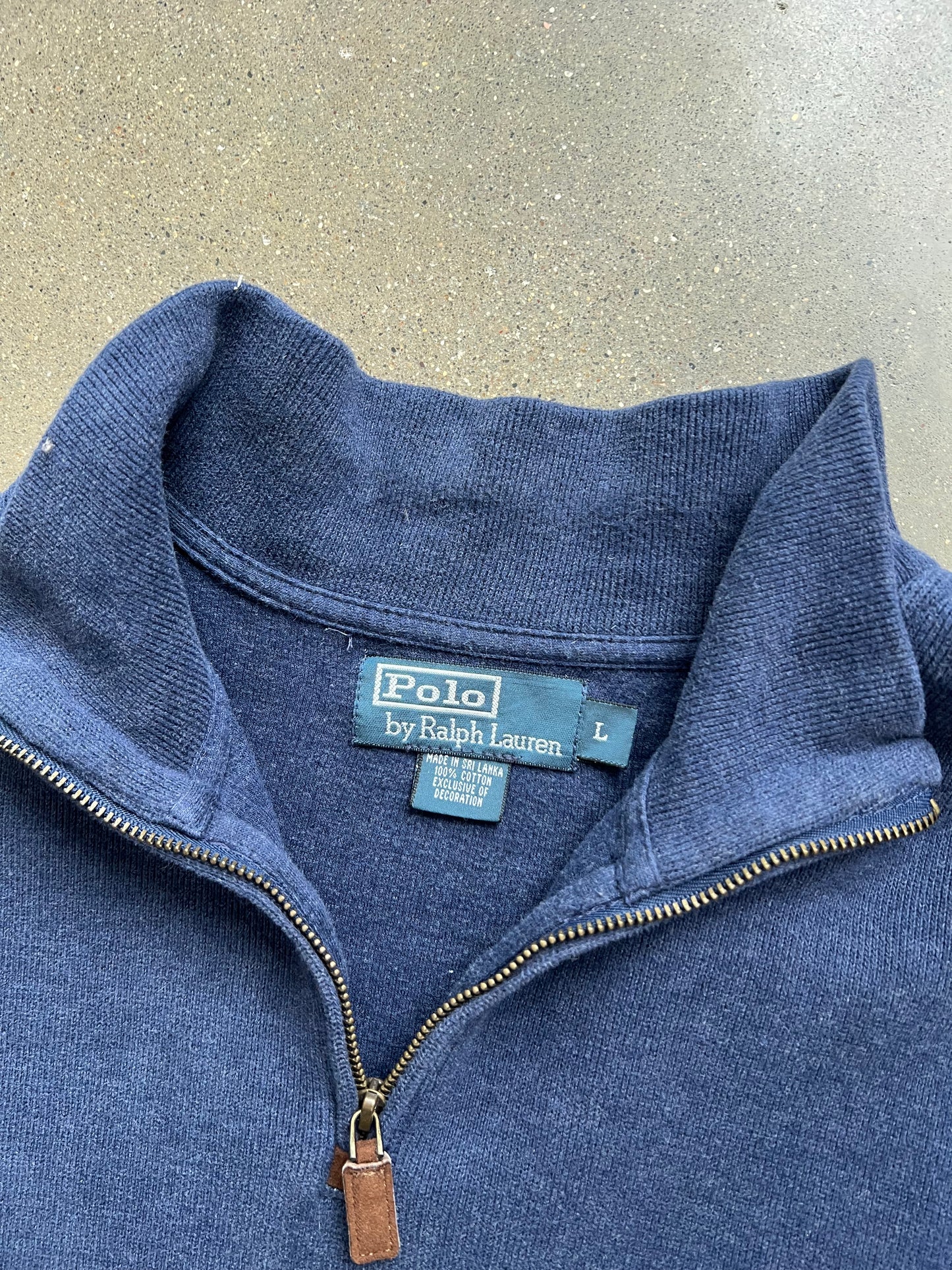 Vintage Blue Polo Quarter Zip - L