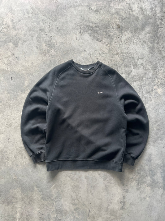 Vintage Black Nike Swoosh Crew - M