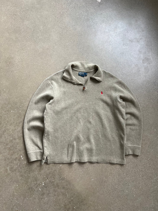 Vintage Dark Green Polo Quarter Zip - L