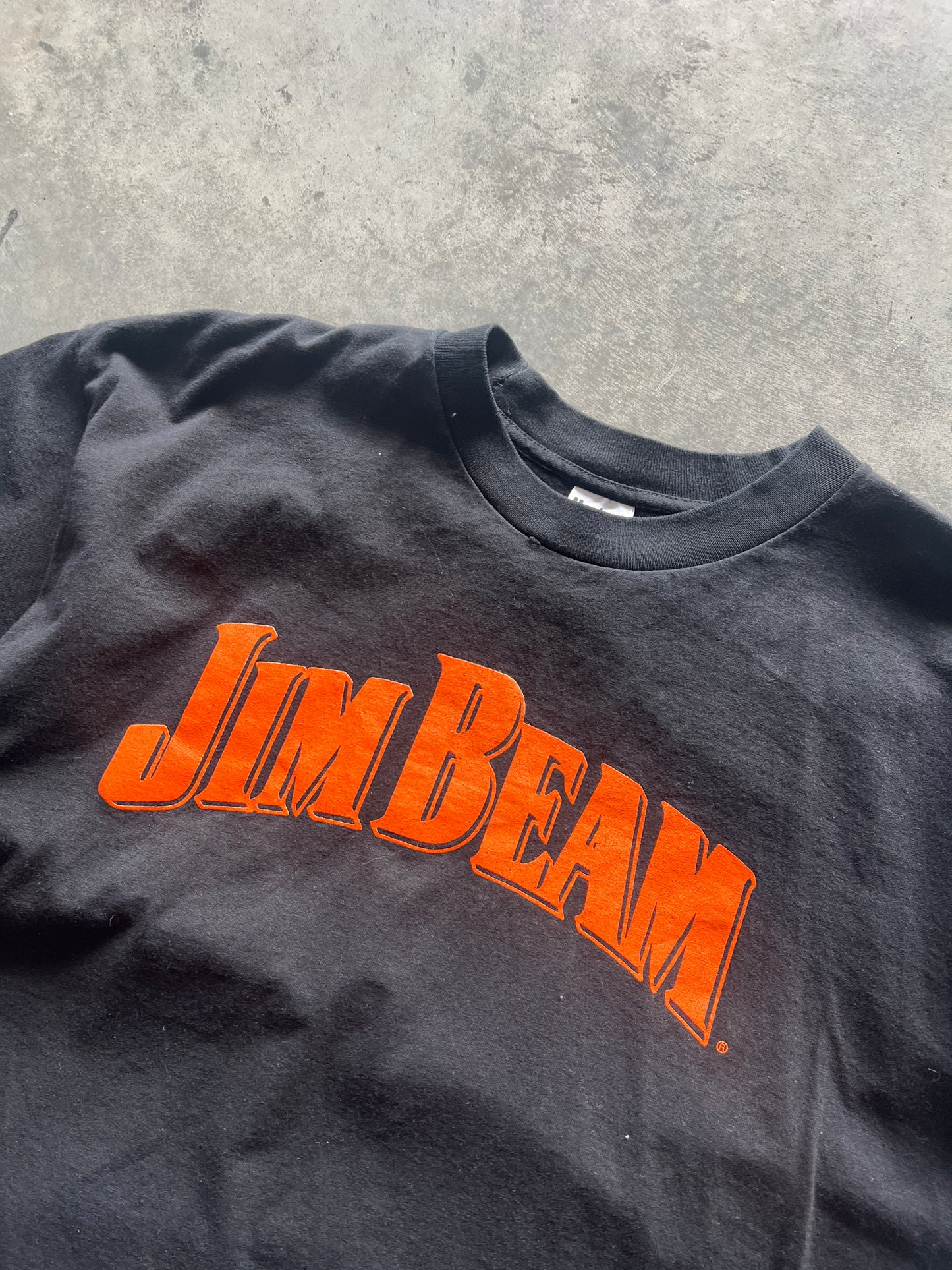 Vintage Black Jim Beam Spellout Shirt - L