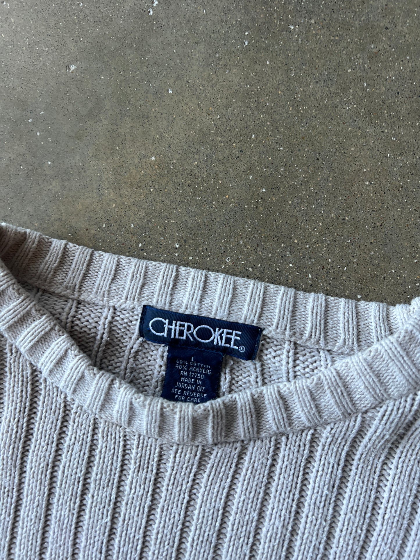 Vintage Cream Stripped Knit Sweater - L