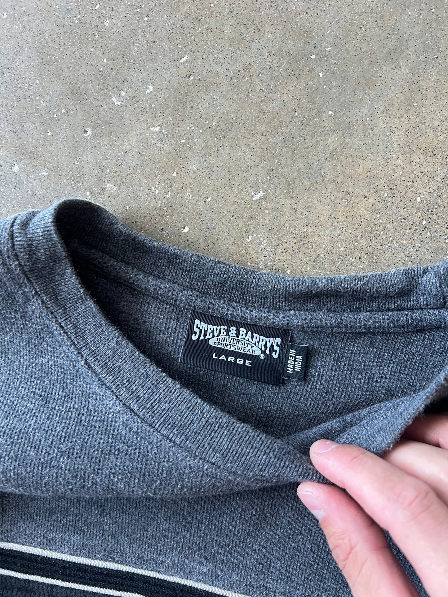 Vintage Black Grey Stripped Sweater Crew - L