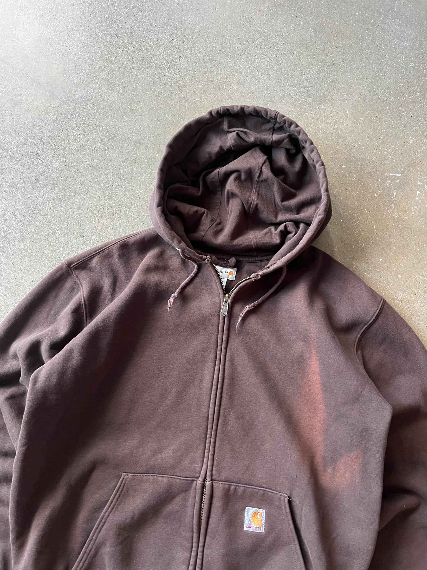 Vintage Faded Brown Carhartt Zip Up Hoodie - M
