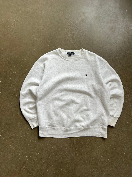 Vintage White Polo Logo Crew - XL