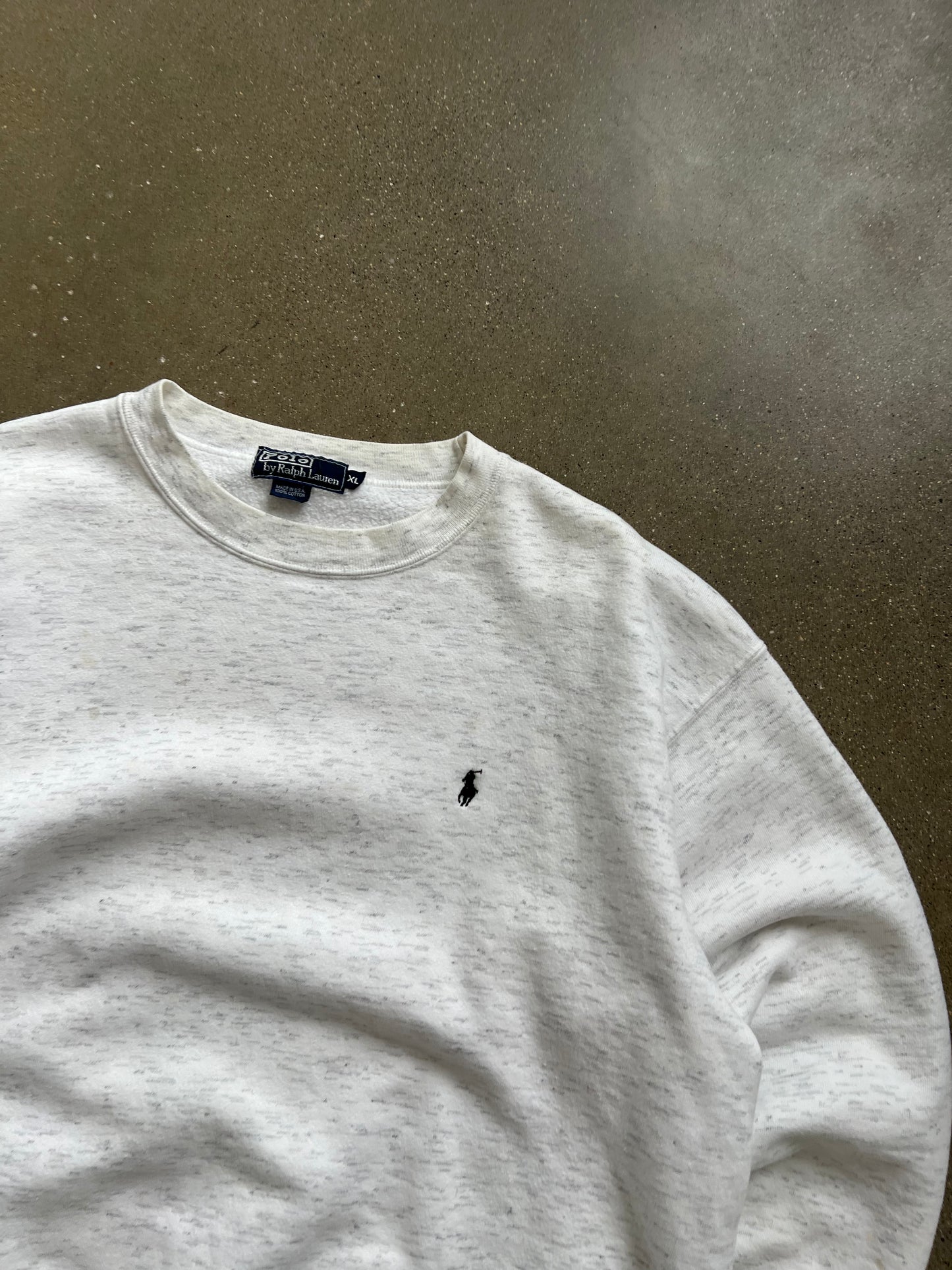 Vintage White Polo Logo Crew - XL