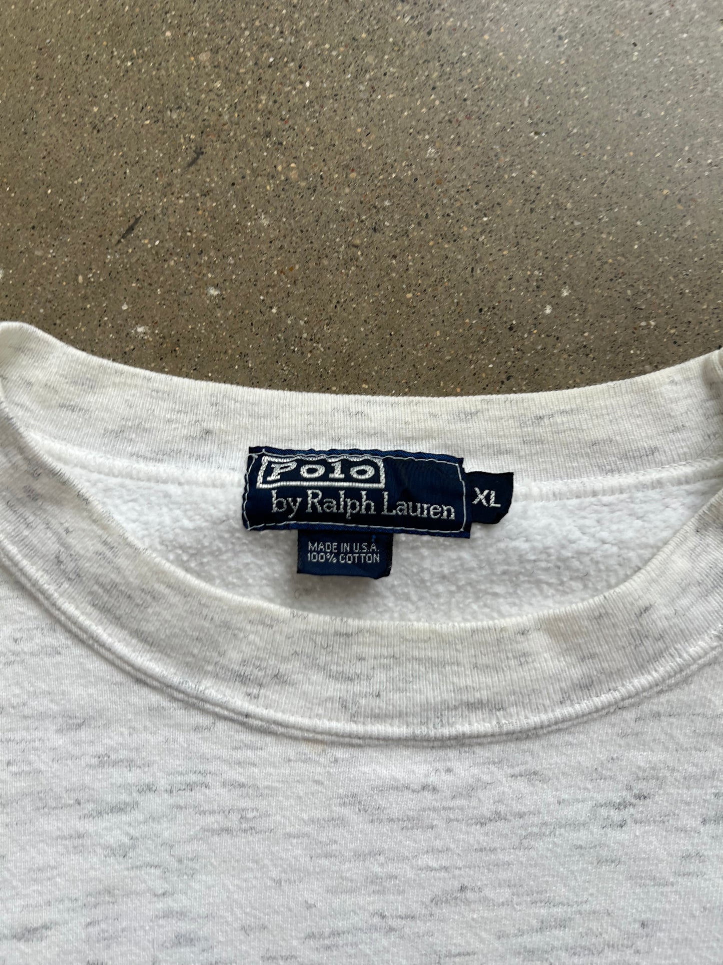 Vintage White Polo Logo Crew - XL