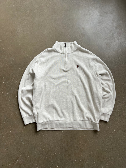 Vintage White Polo Assin Quarter Zip - XXL