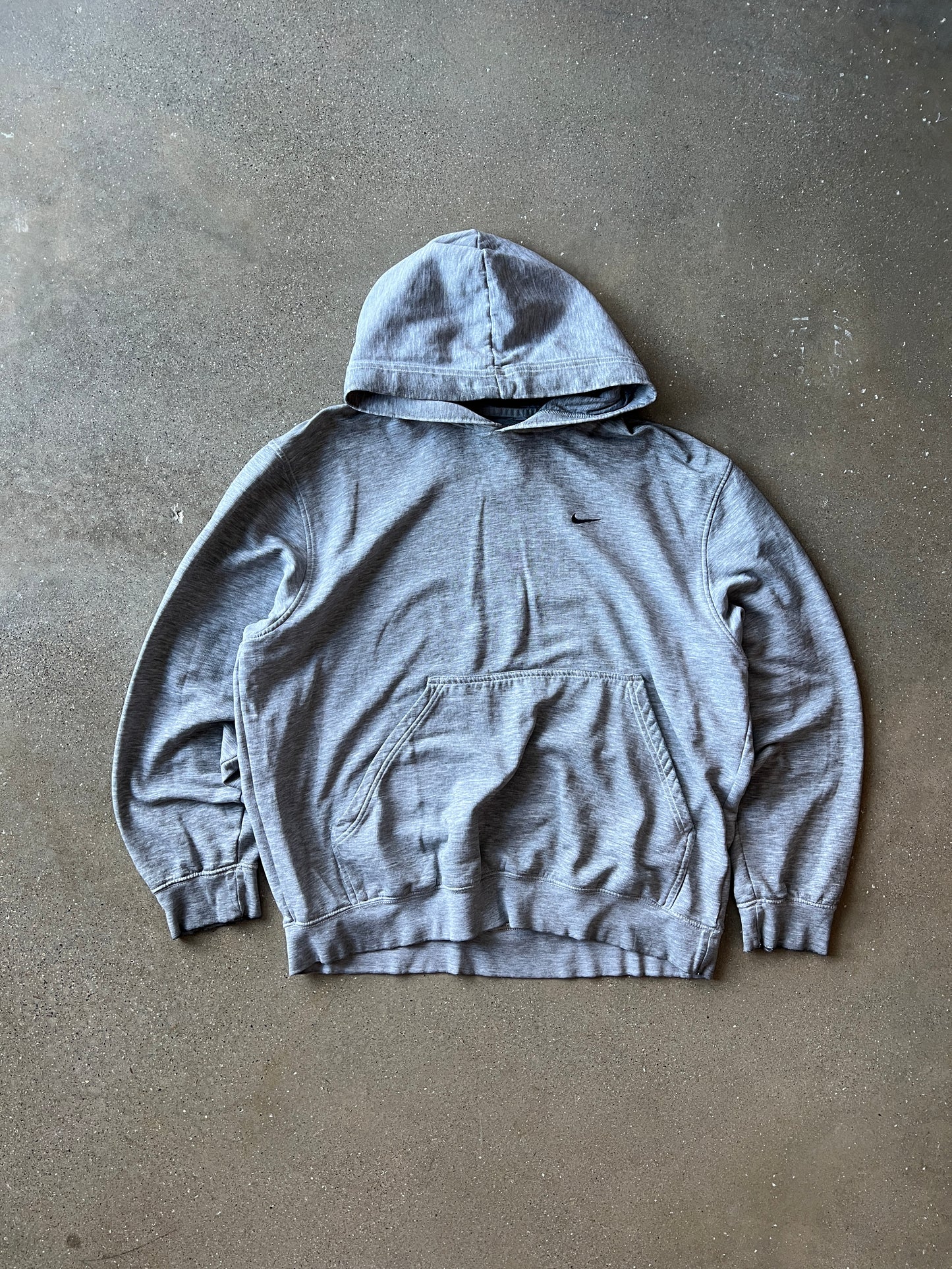 Vintage Grey Nike Swoosh Hoodie - M