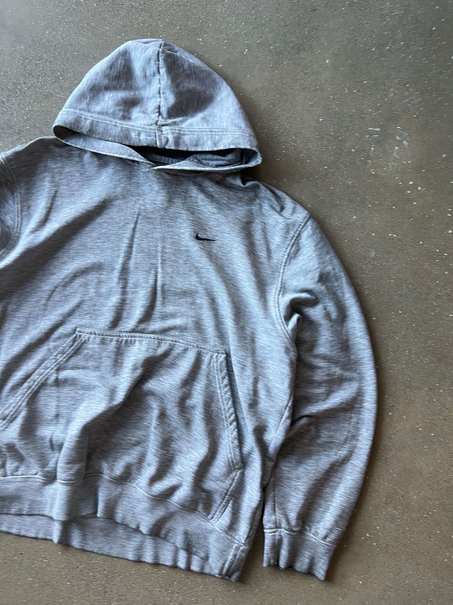 Vintage Grey Nike Swoosh Hoodie - M