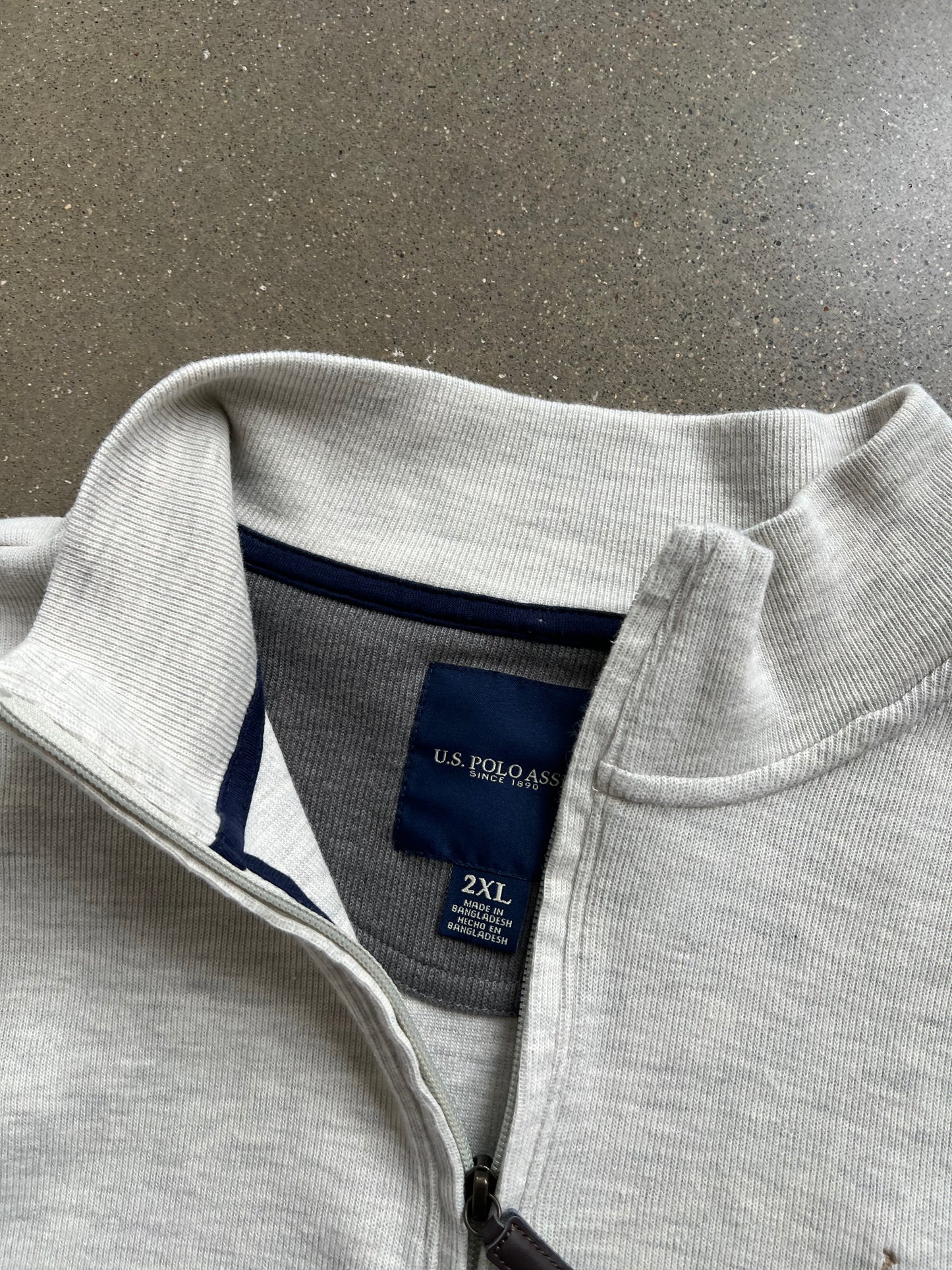 Vintage White Polo Assin Quarter Zip - XXL