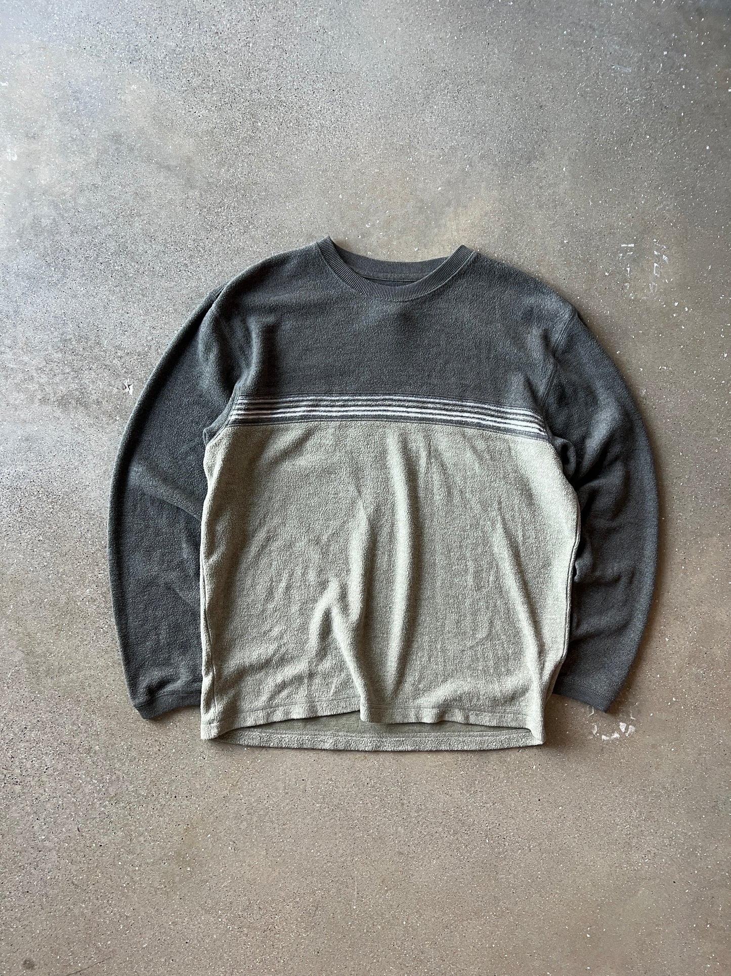 Vintage Taupe Green Stripped Longsleeve Shirt - XL