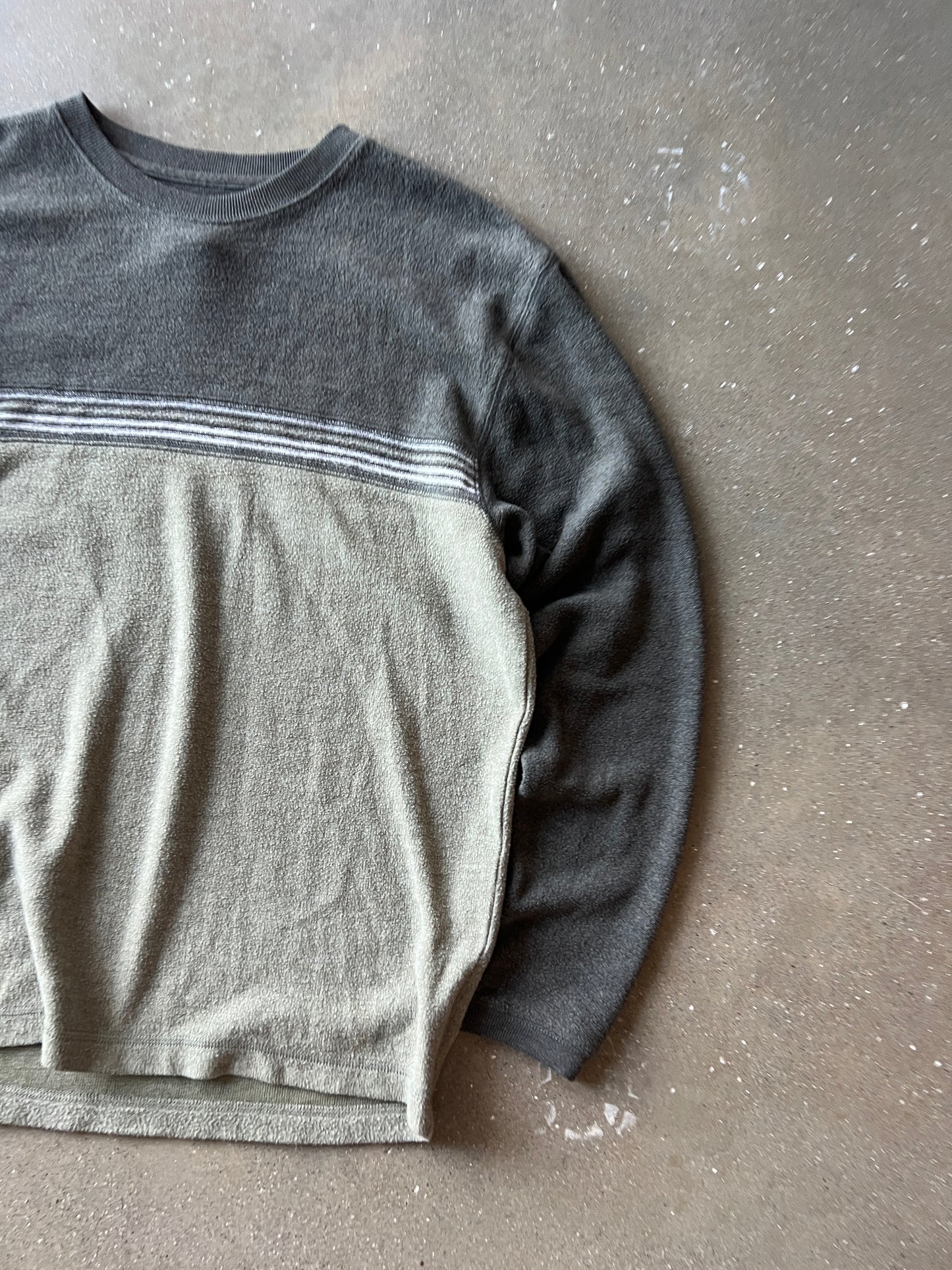 Vintage Taupe Green Stripped Longsleeve Shirt - XL