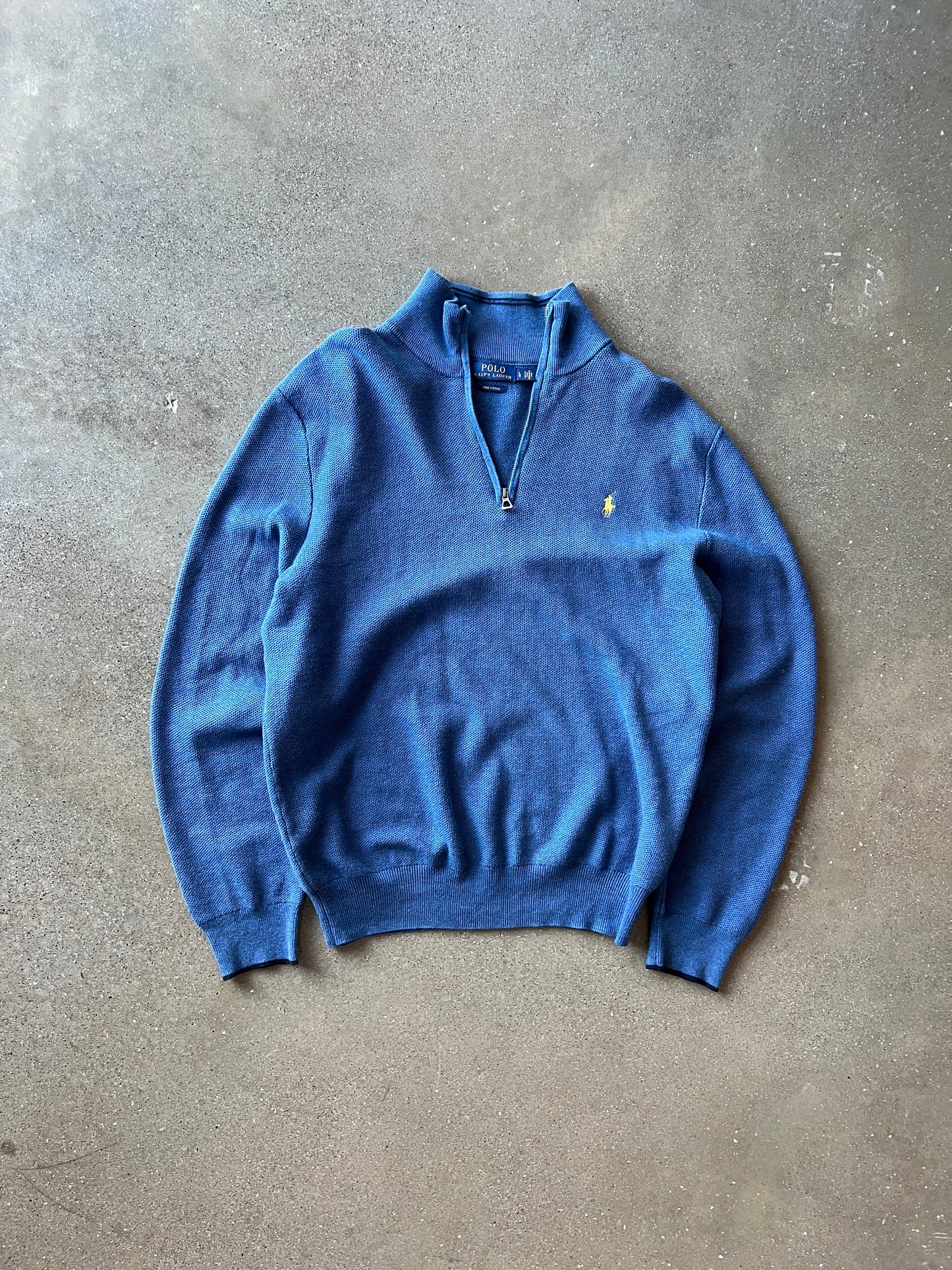 Vintage Sky Blue Polo Knit Sweater - L