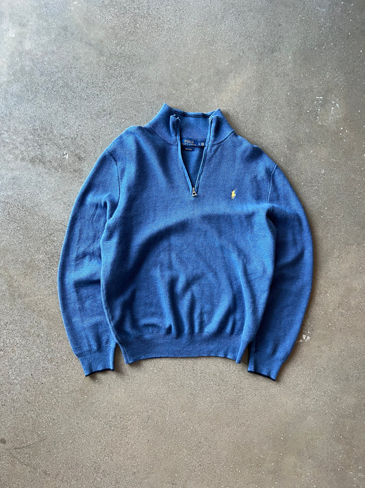 Vintage Sky Blue Polo Knit Sweater - L