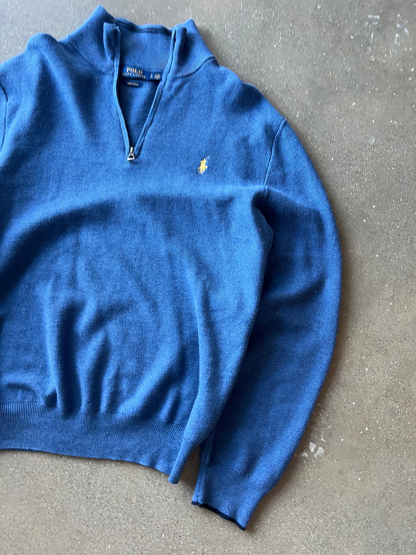 Vintage Sky Blue Polo Knit Sweater - L