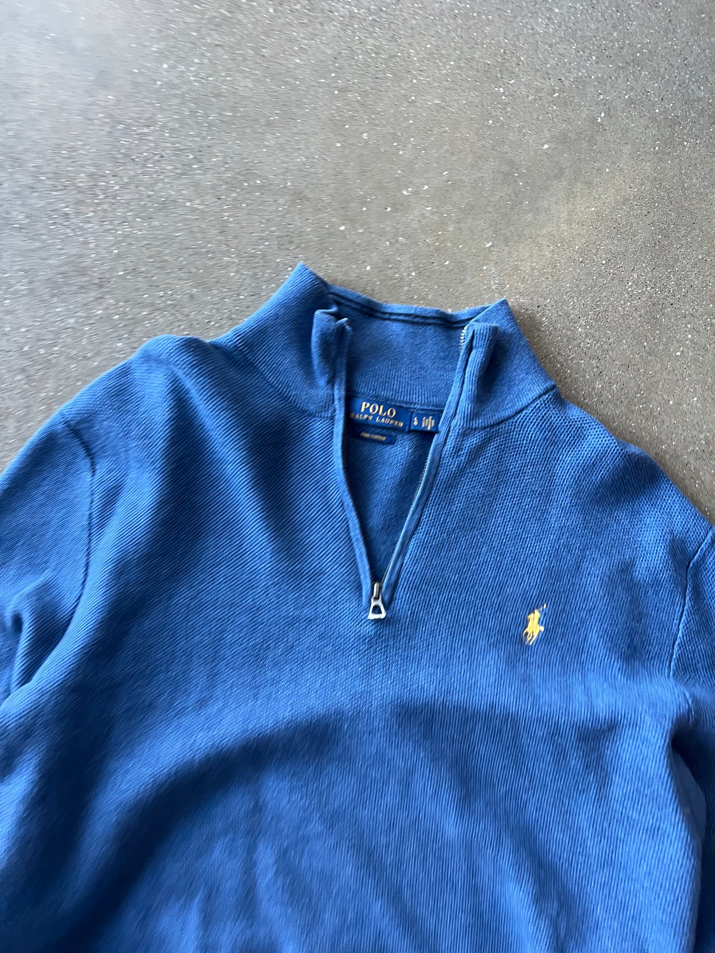 Vintage Sky Blue Polo Knit Sweater - L