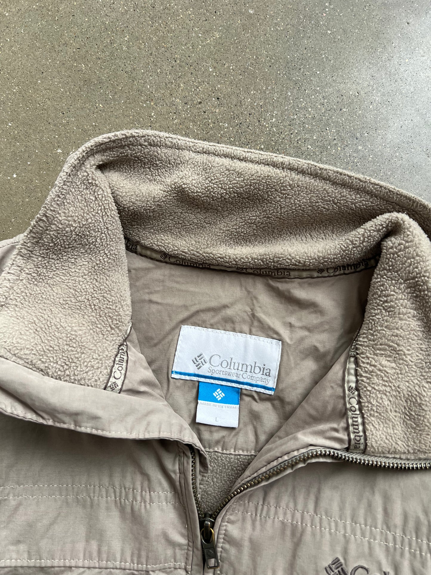 Vintage Cream Columbia Zip Up Coat - L