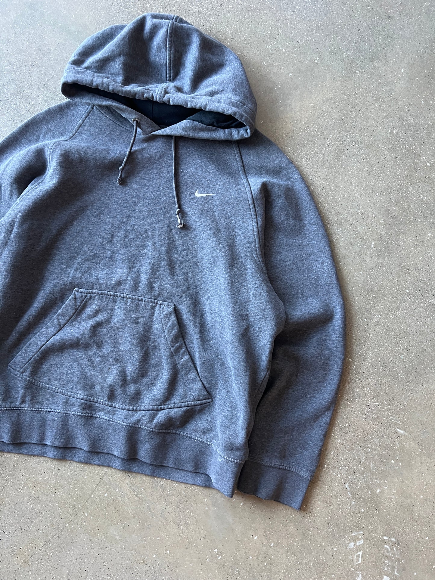 Vintage Grey Nike Swoosh Hoodie - M