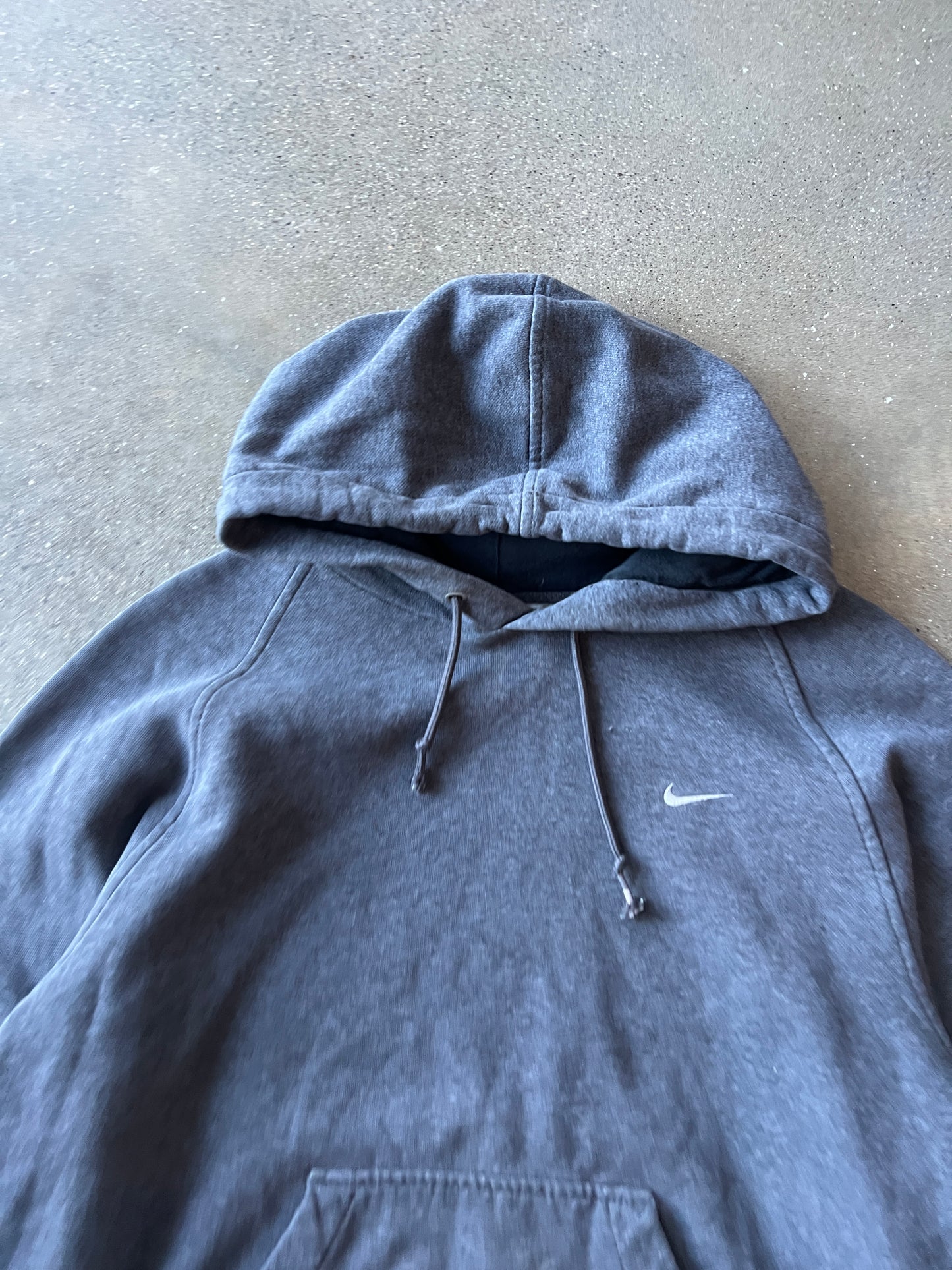 Vintage Grey Nike Swoosh Hoodie - M