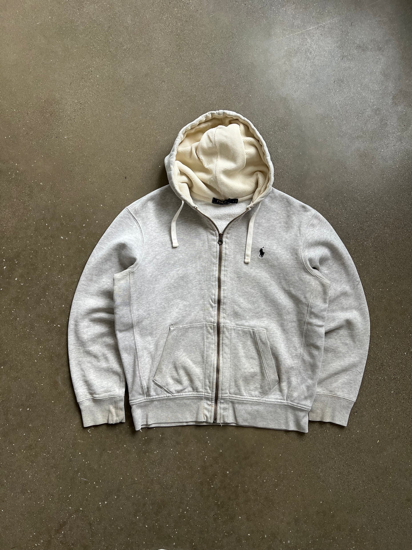Vintage Ceam White Polo Zip Up Hoodie - L