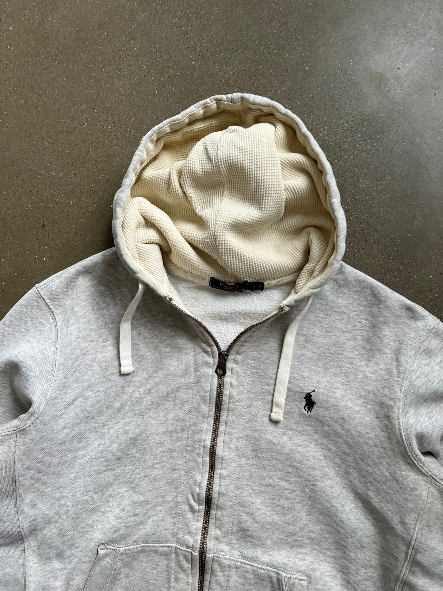 Vintage Ceam White Polo Zip Up Hoodie - L