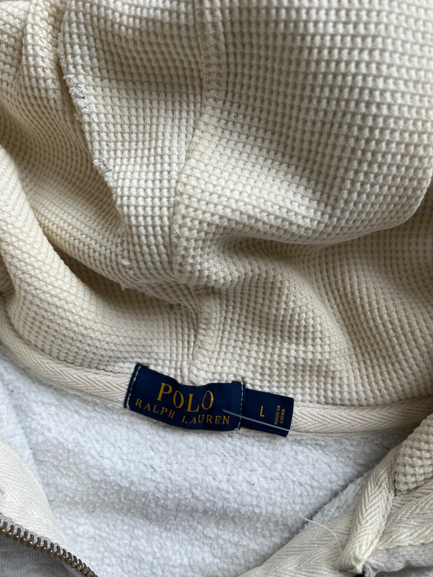 Vintage Ceam White Polo Zip Up Hoodie - L