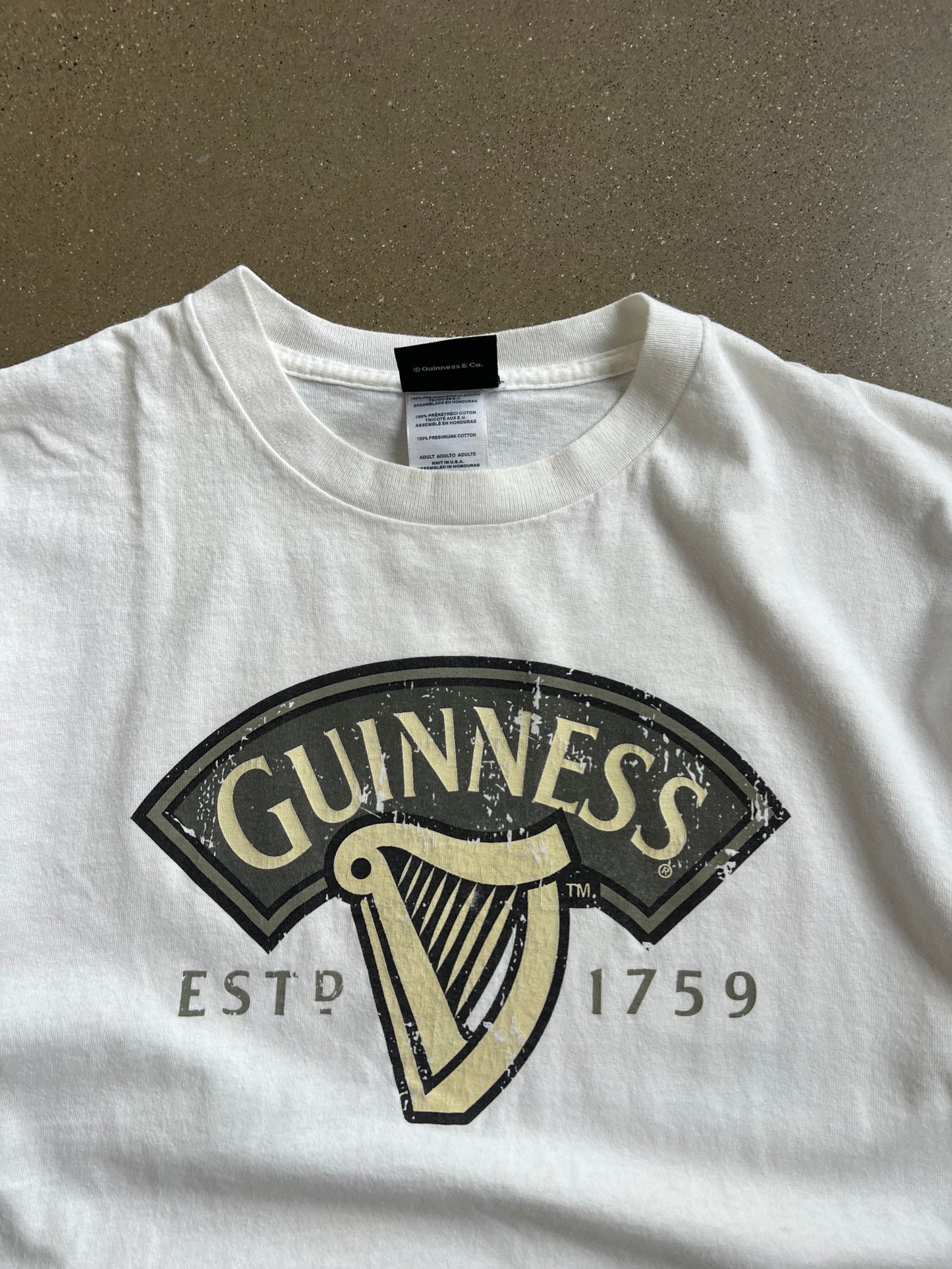Vintage White Guiness Beer Shirt - L